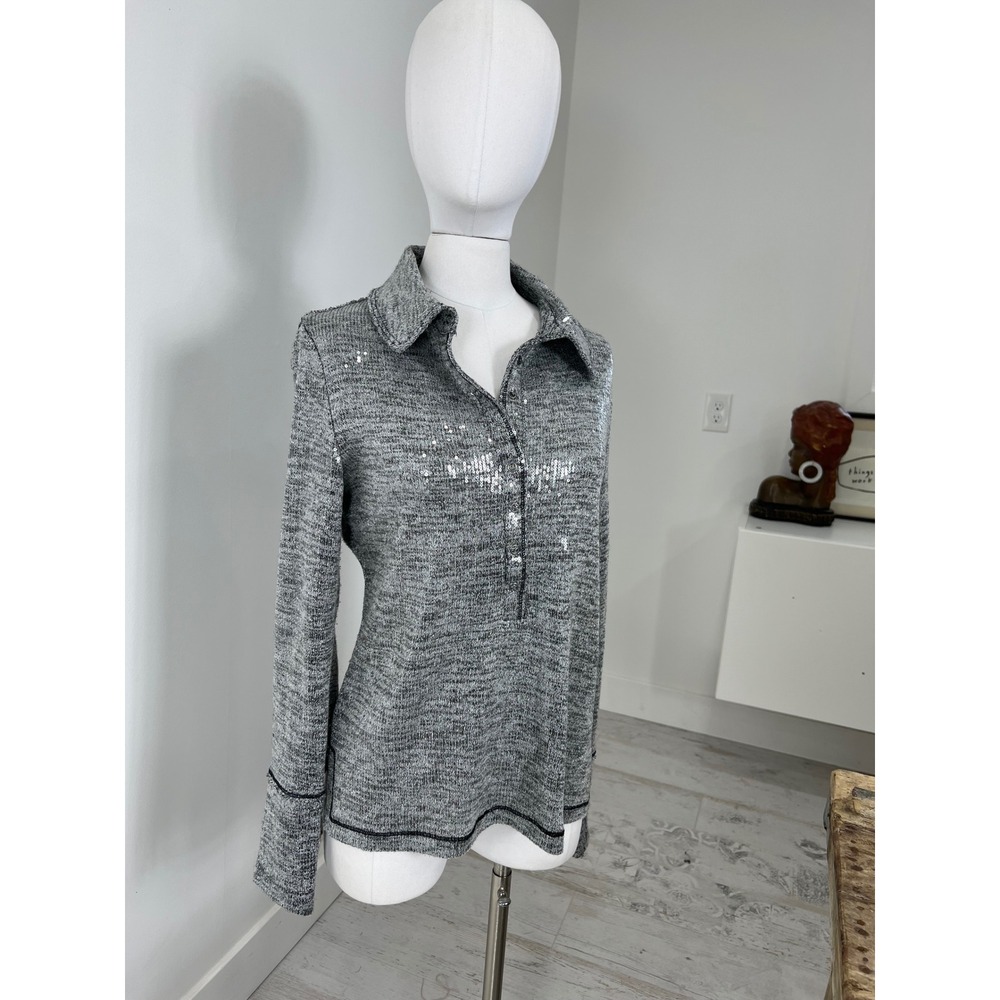 Anthropologie‎ X PILCRO Sequin 3/4 Snap Button Top Size L